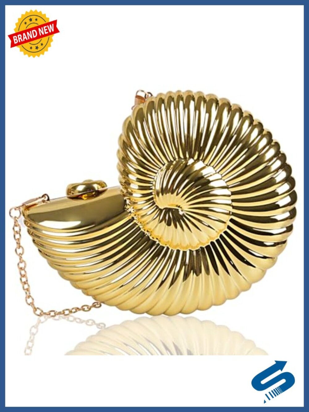 Acrylic Conch Shell Crossbody Bag Gold Chain Shoulder Clutch Evening Purse